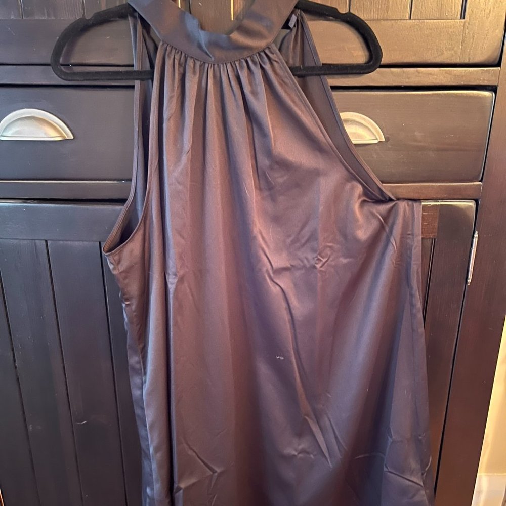 Satin High-Neck Midi Dress